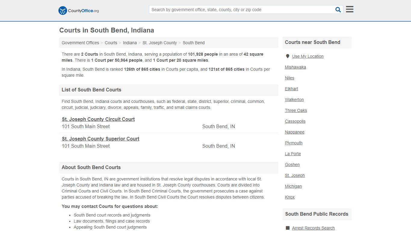 Courts - South Bend, IN (Court Records & Calendars)